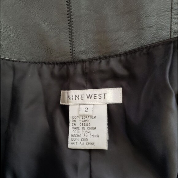 Nine West Leather Pants Lined Straight Leg Zip Fly Motorcycle Harley Women's 2 - Picture 4 of 5